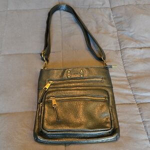 BearPaw Black Leather Crossbody Bag
